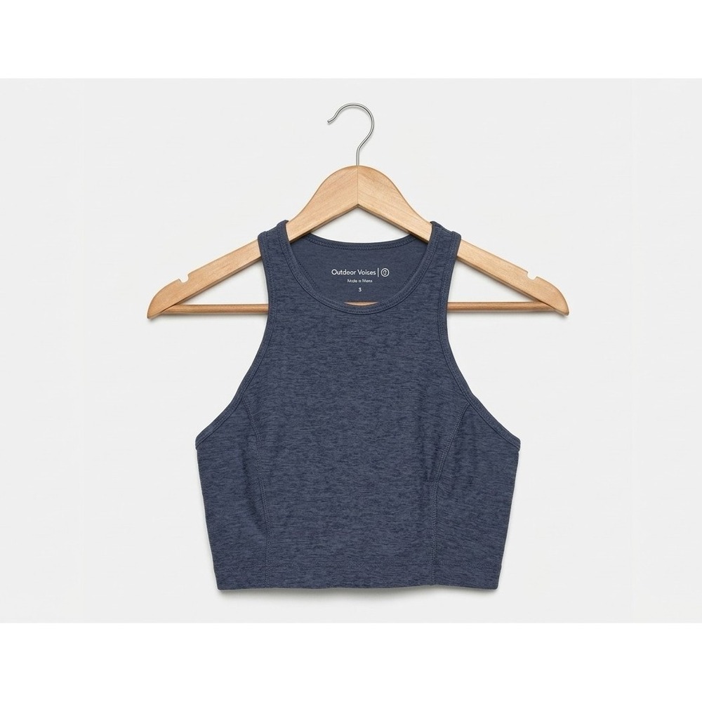Outdoor Voices Athena Crop Top Sports Bra Small Heather Blue Athleisure